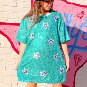 Fantastic Fawn | Women’s Sequin T-Shirt Shift Dress Size Large